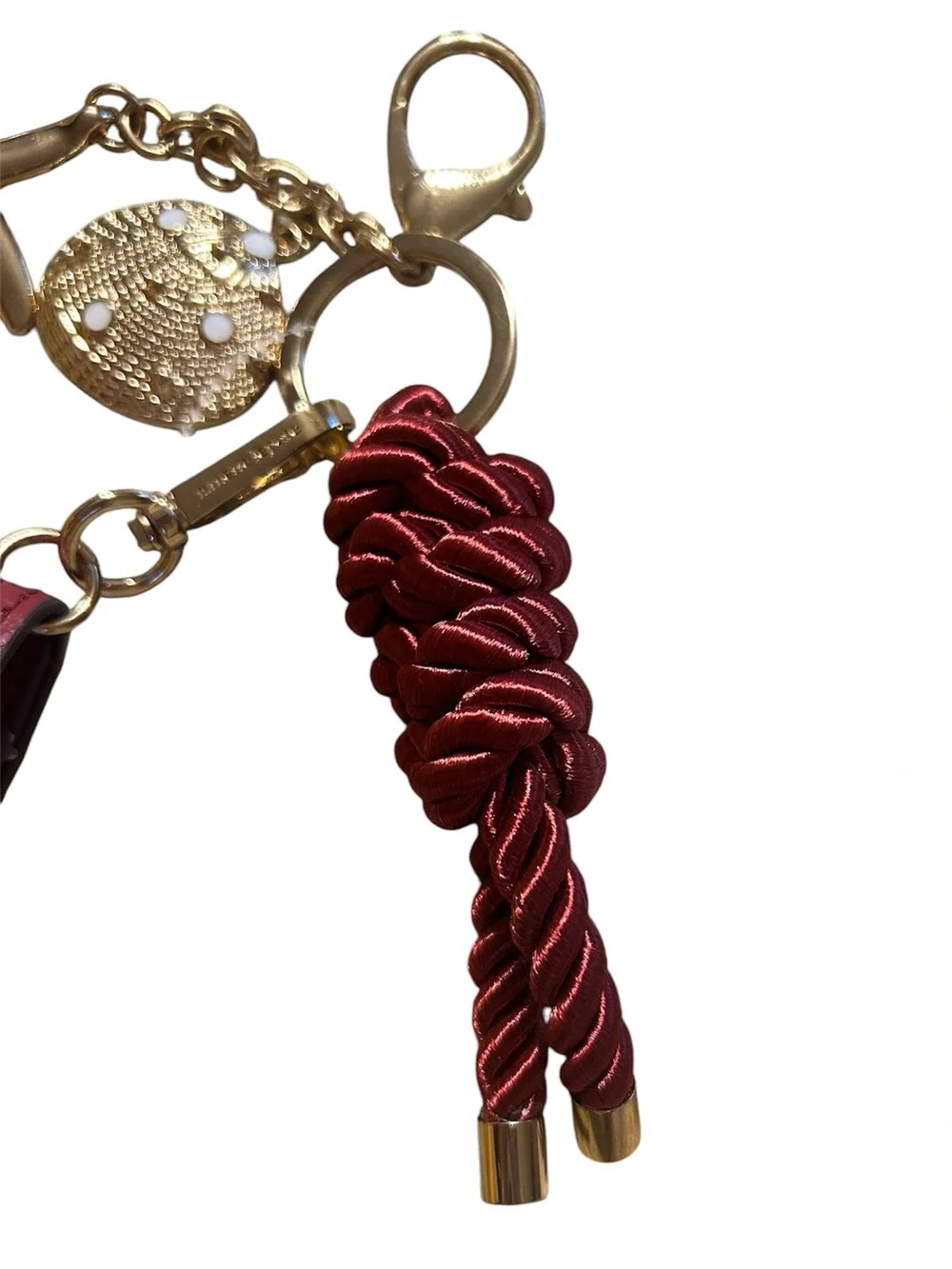 Nanette Lepore Red Pebbled Faux Leather Card Pouch with Keychain & Charms